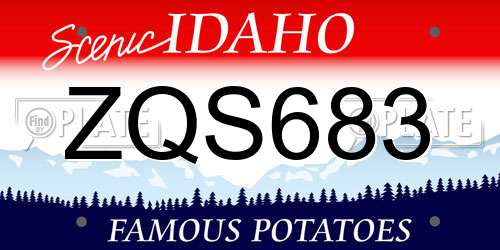 ZQS683 Idaho License Plate