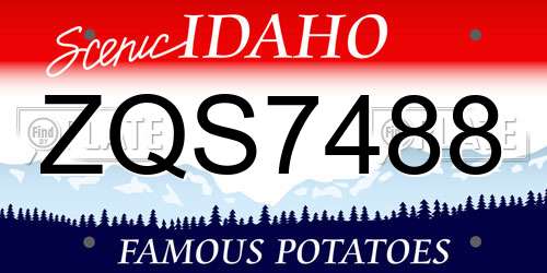 ZQS7488 Idaho License Plate
