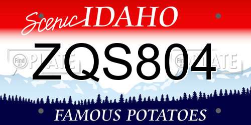 ZQS804 Idaho License Plate