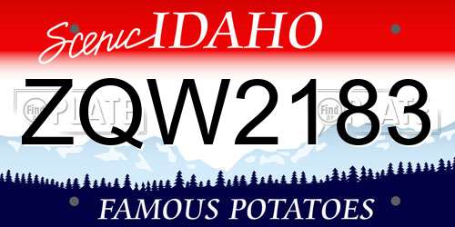 ZQW2183 Idaho License Plate