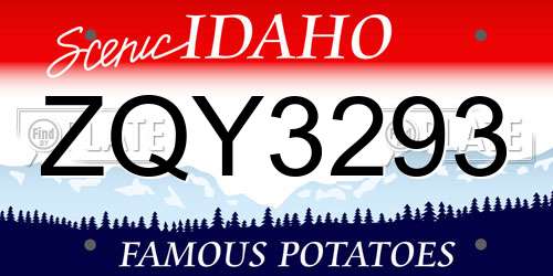 ZQY3293 Idaho License Plate
