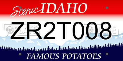 ZR2T008 Idaho License Plate