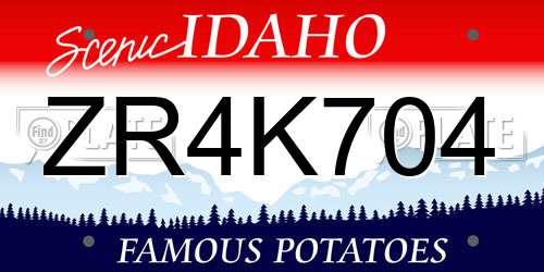 ZR4K704 Idaho License Plate