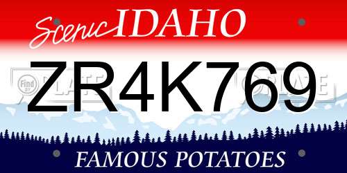 ZR4K769 Idaho License Plate