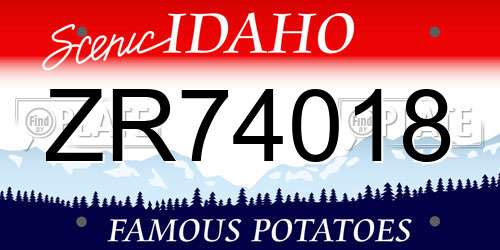 ZR74018 Idaho License Plate