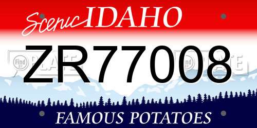 ZR77008 Idaho License Plate