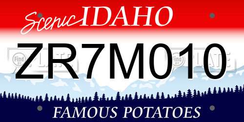 ZR7M010 Idaho License Plate