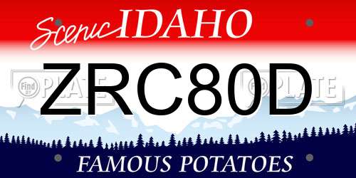 ZRC80D Idaho License Plate