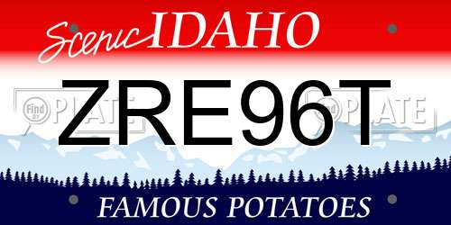 ZRE96T Idaho License Plate