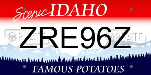 ZRE96Z Idaho License Plate