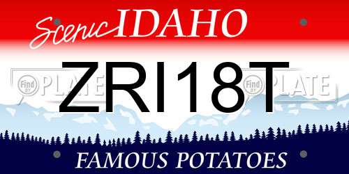 ZRI18T Idaho License Plate