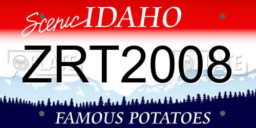 ZRT2008 Idaho License Plate