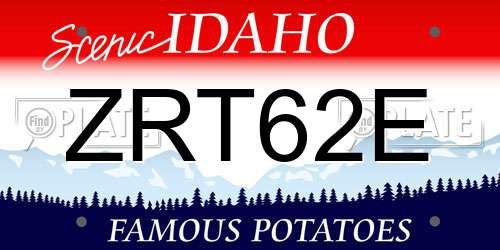 ZRT62E Idaho License Plate