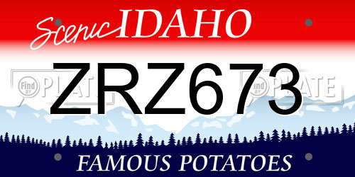 ZRZ673 Idaho License Plate