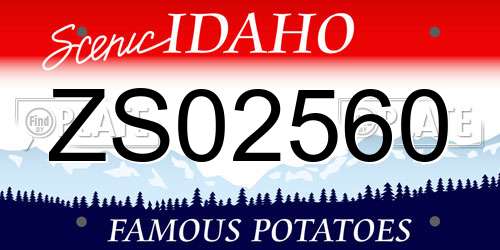 ZS02560 Idaho License Plate