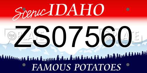ZS07560 Idaho License Plate