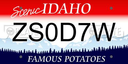 ZS0D7W Idaho License Plate