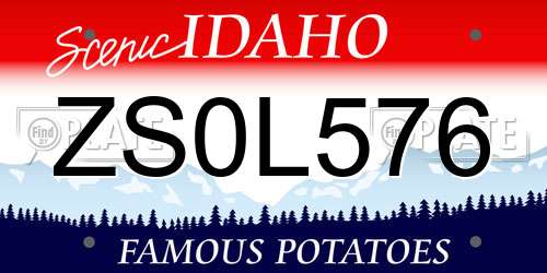 ZS0L576 Idaho License Plate