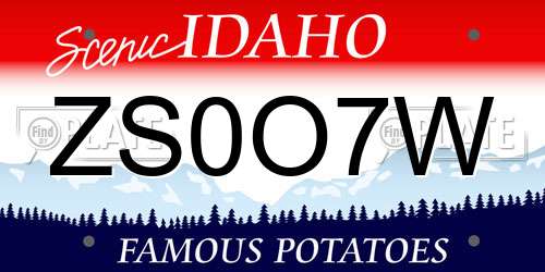 ZS0O7W Idaho License Plate