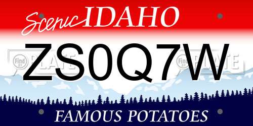 ZS0Q7W Idaho License Plate