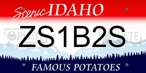 ZS1B2S Idaho License Plate