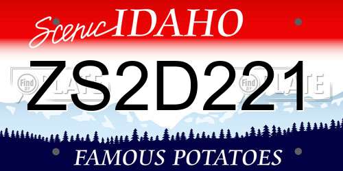 ZS2D221 Idaho License Plate