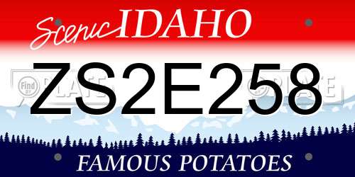 ZS2E258 Idaho License Plate