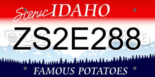 ZS2E288 Idaho License Plate