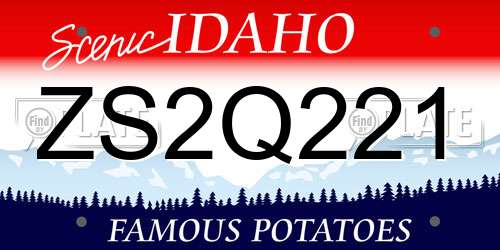 ZS2Q221 Idaho License Plate