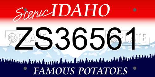 ZS36561 Idaho License Plate