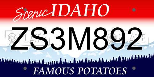 ZS3M892 Idaho License Plate