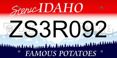 ZS3R092 Idaho License Plate