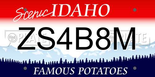 ZS4B8M Idaho License Plate