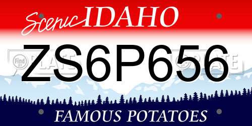ZS6P656 Idaho License Plate