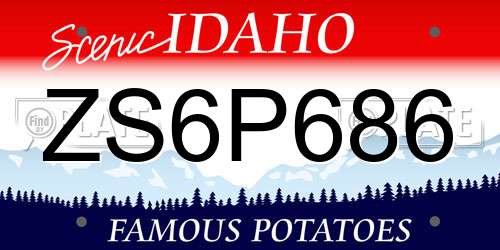 ZS6P686 Idaho License Plate