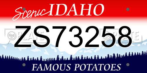ZS73258 Idaho License Plate