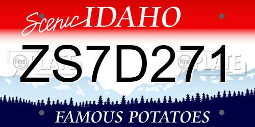 ZS7D271 Idaho License Plate