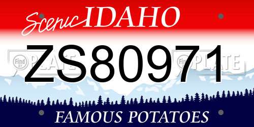 ZS80971 Idaho License Plate