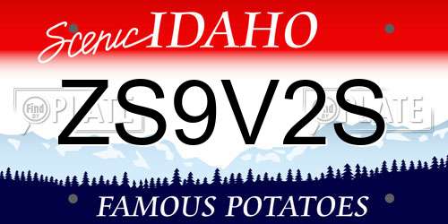 ZS9V2S Idaho License Plate
