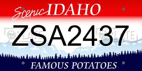 ZSA2437 Idaho License Plate