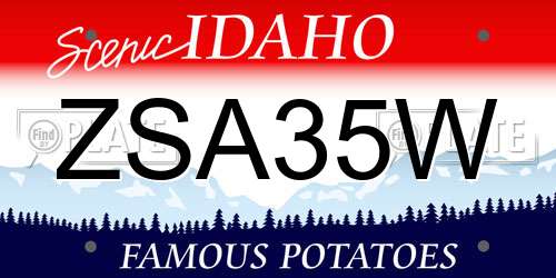 ZSA35W Idaho License Plate
