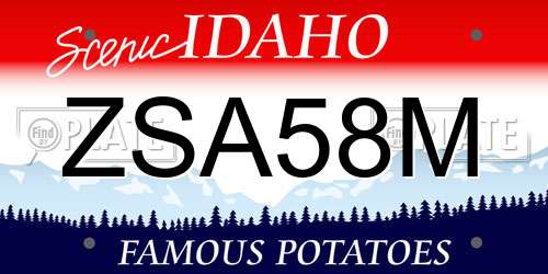 ZSA58M Idaho License Plate