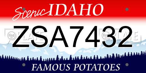 ZSA7432 Idaho License Plate