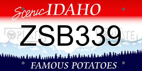 ZSB339 Idaho License Plate