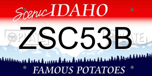 ZSC53B Idaho License Plate