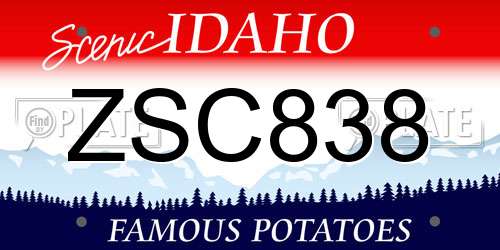 ZSC838 Idaho License Plate
