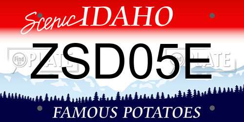 ZSD05E Idaho License Plate