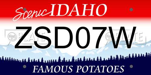 ZSD07W Idaho License Plate