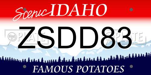 ZSDD83 Idaho License Plate