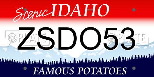ZSDO53 Idaho License Plate